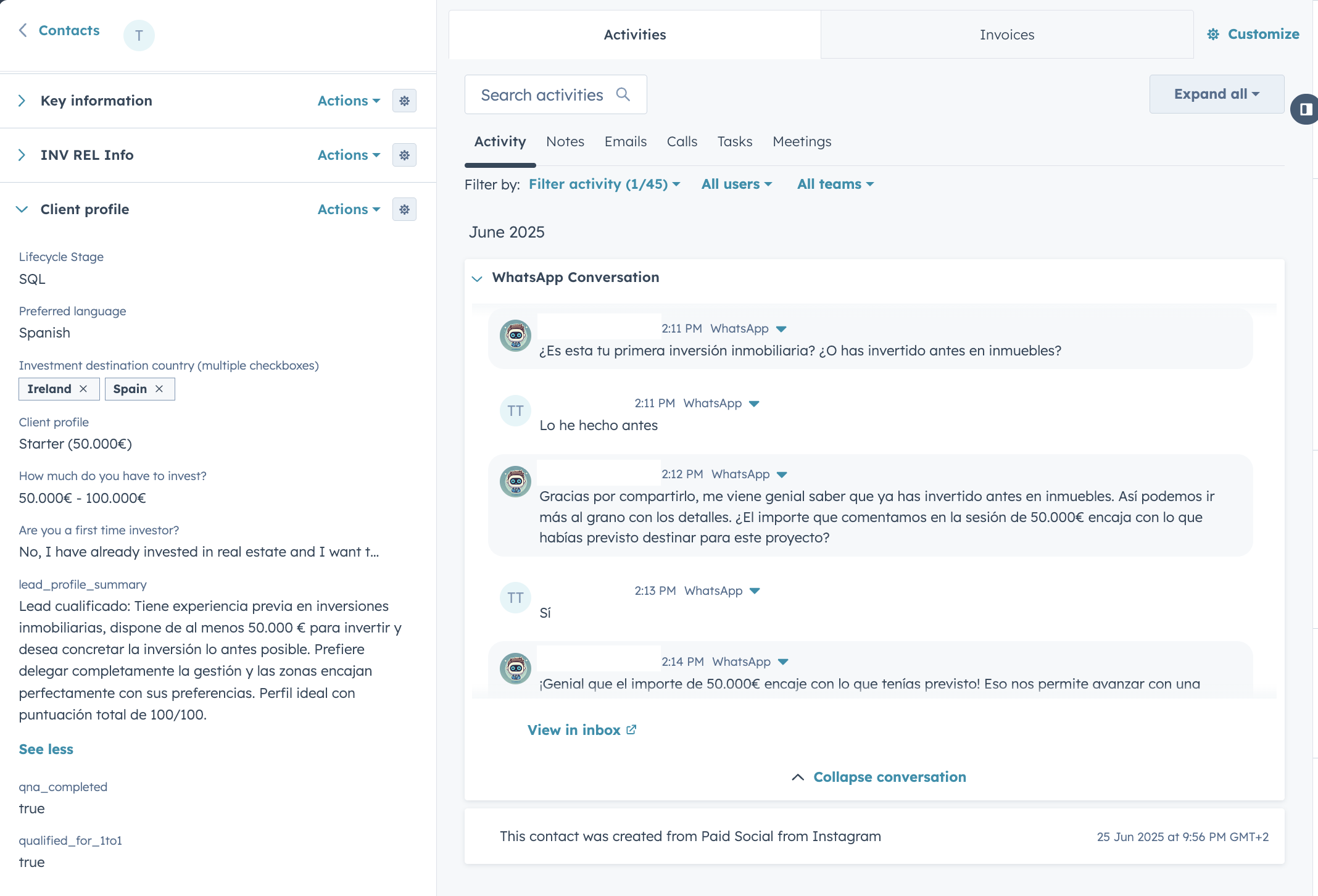 Propiedades actualizadas en el CRM